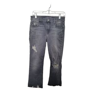 Joes Jeans Womens 28 Gray Wash Distressed Mid Rise Cropped Flared Leg Raw Hem